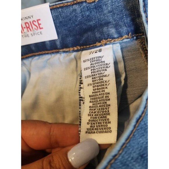 🤩 Women's Ankle Skinny Jeans Size 7/28 High Rise Acid Wash Blue Distressed New - Picture 7 of 7